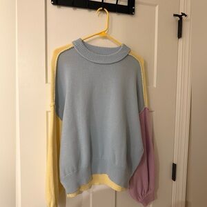 Blu Pepper Pastel Colorblock Sweater